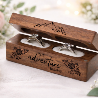 Personalized Wooden 2 Ring box For Wedding